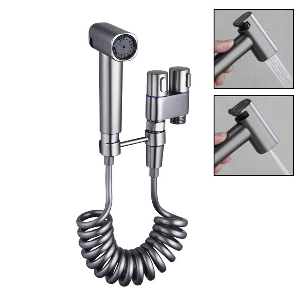 Zestaw bidetowy ze słuchawką, zaworem kątowym, wężem i uchwytem, stal nierdzewna mosiądz do toalety i pralki