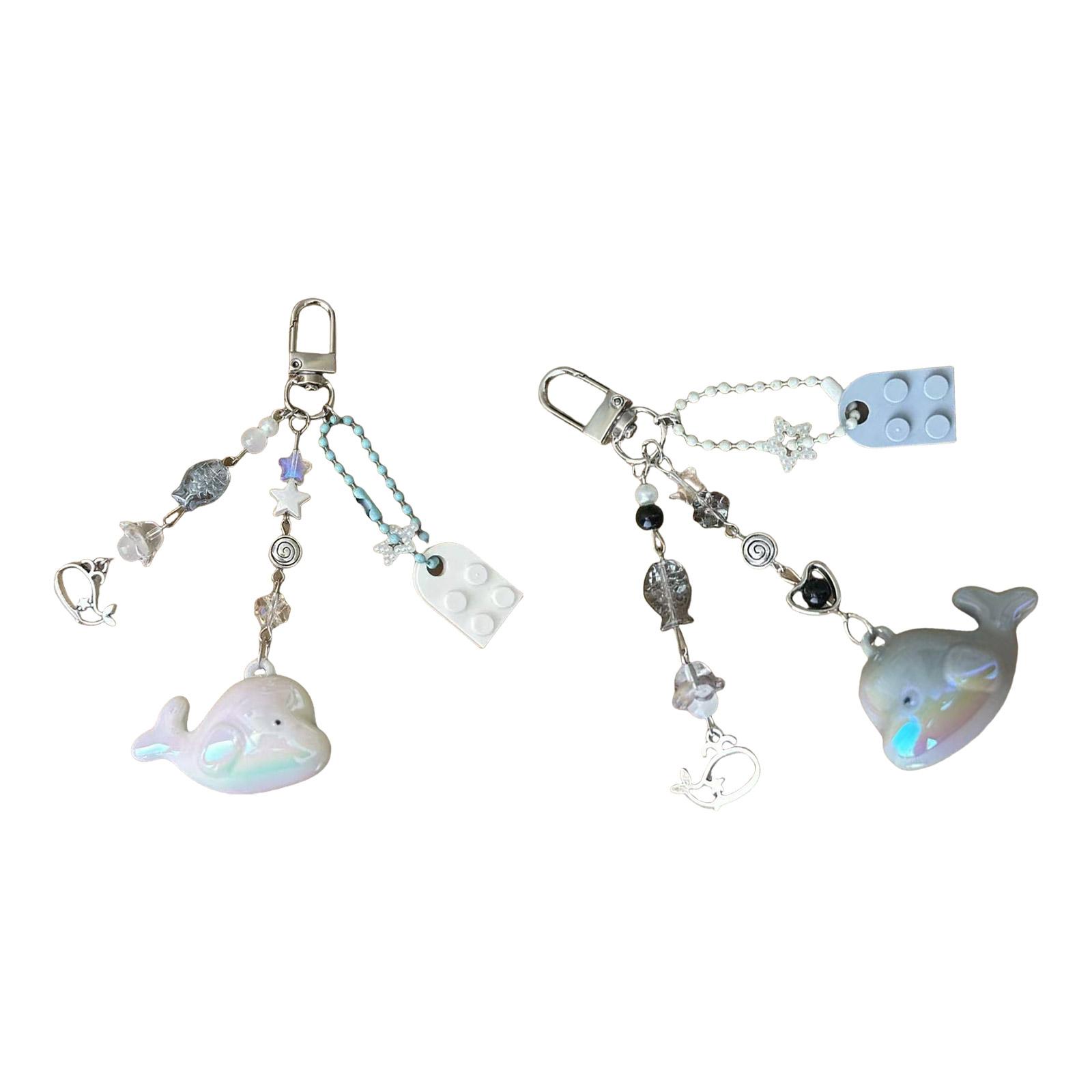 

Handmade Dolphin Beaded Keychain Cuteness Acrylic Alloy Texture Suitable for Youthful Women and Fashion Enthusiasts різнокольоровий