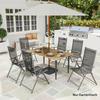 Garden Dining Table, 150 X 90 Cm Rectangle Outdoor Table with 5 Cm Parasol Hole, Slatted Tabletop and Steel Frame for Patio Balcony