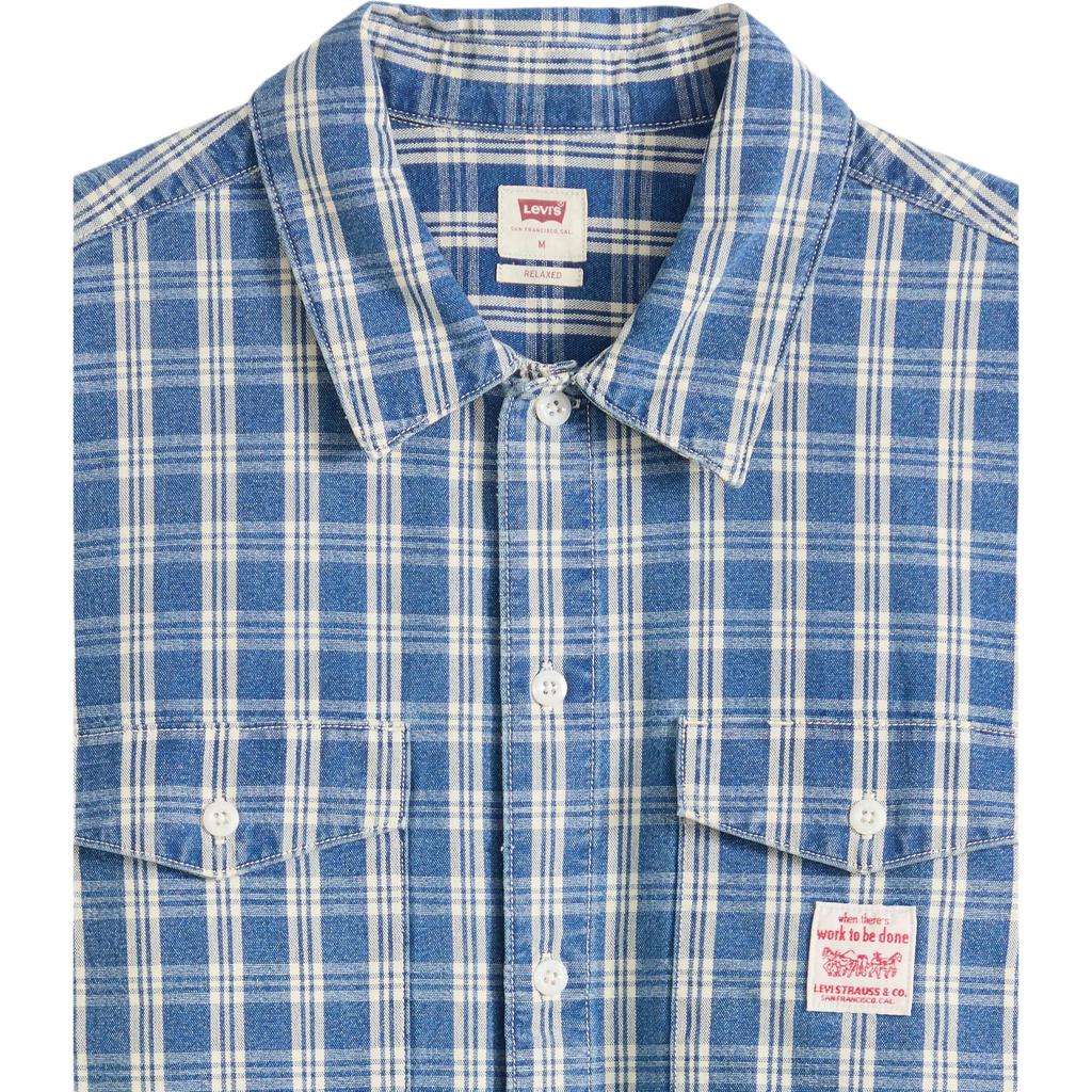 Levis Loose Comfortable Checkered Work Short Sleeve Shirt Men shirts 003O1-0006