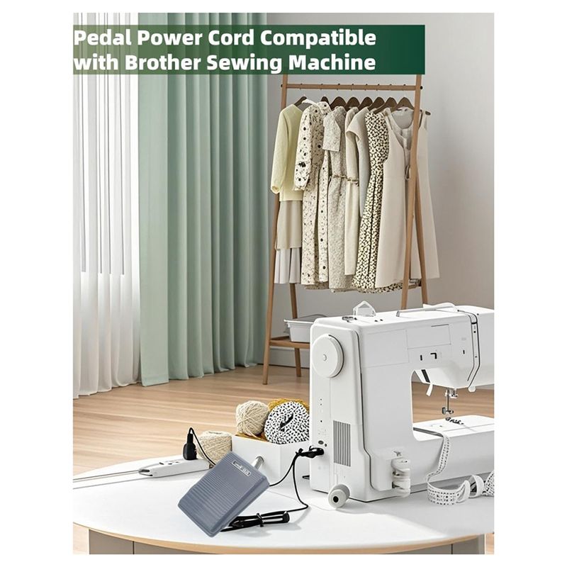 ABIY Compatible Foot Pedal Power Cord For Brother Models Jx2517 Lx3817 Xm2701 Xl2600 Lx3125 Lx2500 Xl5130 Gx37 Ls2400- US Plug