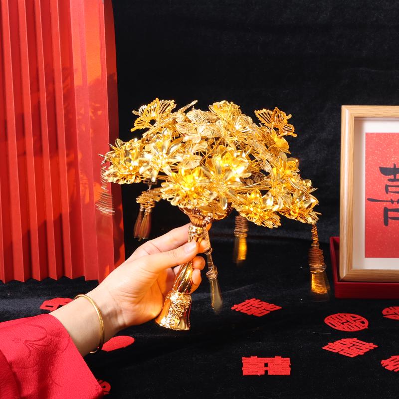 Goldenes Handstrauß DIY-Set: Hochwertiges goldenes Braut- & Brautjungfern-Geschenk für eine chinesische Hochzeit
