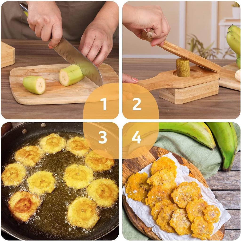 Kochbananenpresse aus Holz, 2-in-1, Banane für Chips, Tostones, Tassen, einfache Lagerung, Holzpresse. Perfekt für Kochbananen