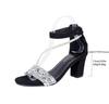 Fashion New Summer Women High Heels Wedding Party Sandals Open Toe Ankle Strap Chunky Heels Rhinestone Platform Sandals Diamond Shoes