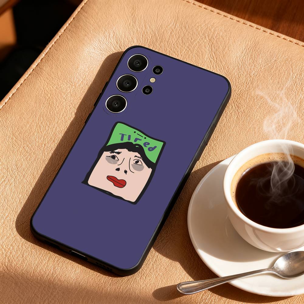 1PC F-Funny E-Exaggerated Face Emotion Phone Case For Samsung S26,S25,S24,S21,S22,S23,S30,Ultra,S20,FE,Lite,10,9,Black Cover