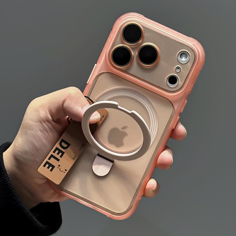 Matte Magnetic For Magsafe Wireless Charge Case For iPhone 17 16 15 14 13 12 11 Pro Max Plus Bracket Stand Holder Clear Cover