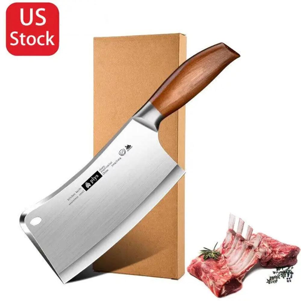 Hand Forged Kitchen Chef Knife Heavy Duty Bone Meat Butcher Cleaver, Multi-Functional Knife for Home and Commercial Kitchens