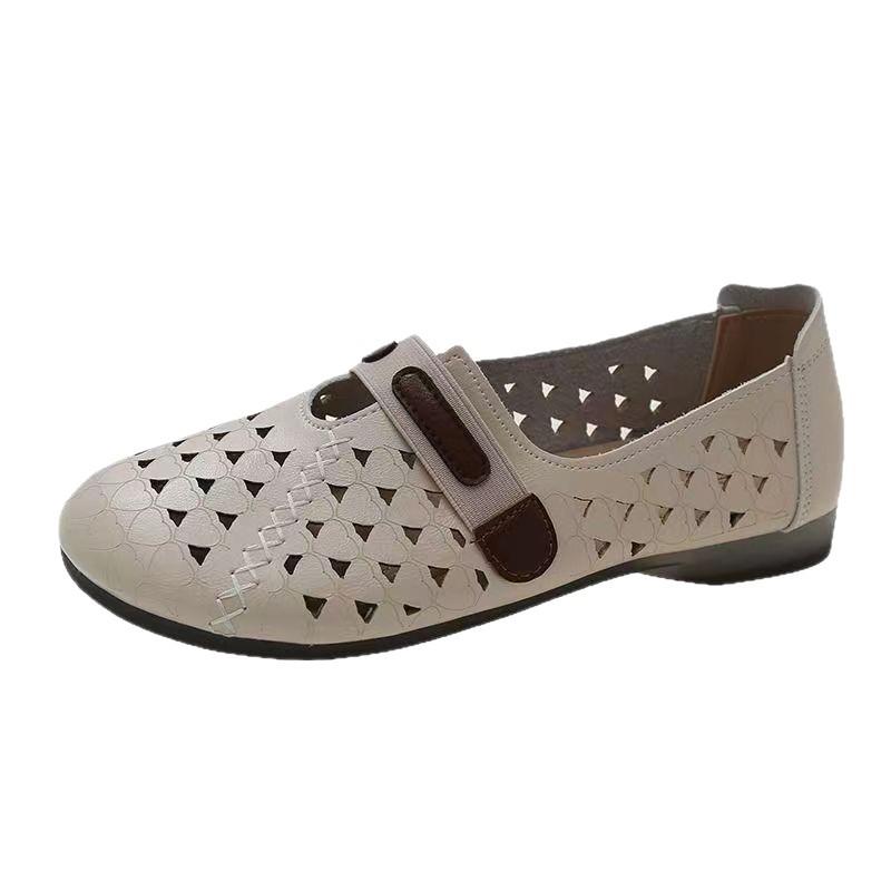 Retro Ethnic Style Hole Hole Single Shoes Soft-soled Women's Shoes 2025 Summer and Autumn New Comfortable and Versatile Hollow One-pedal Sandals