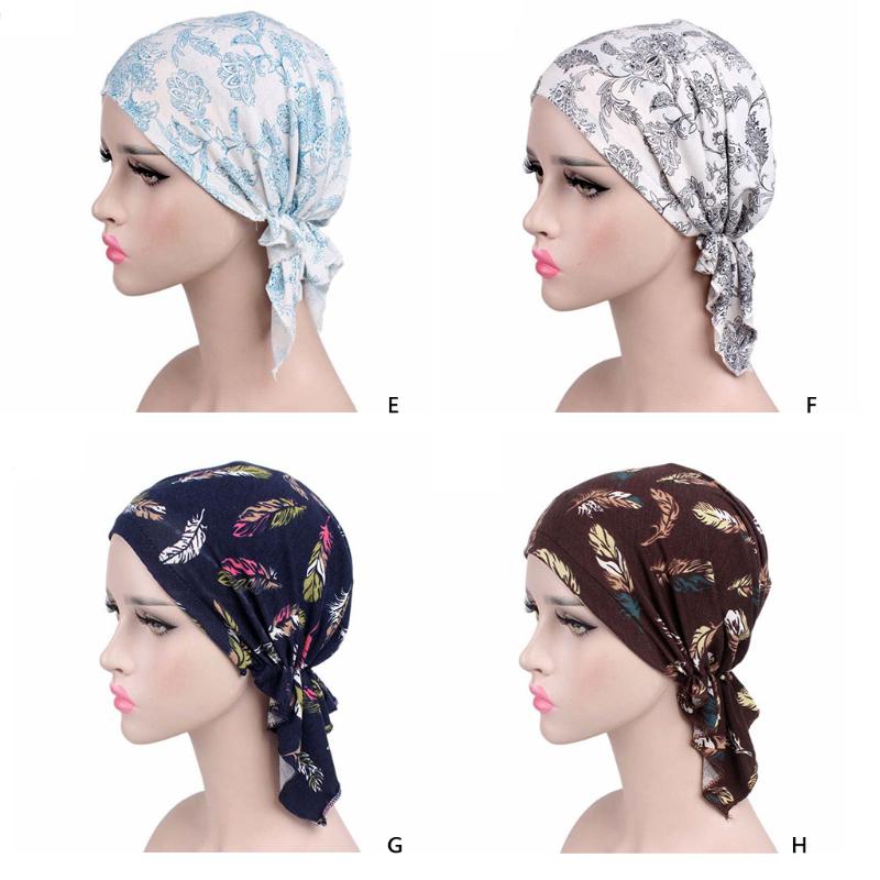 Dámské šátky Chemo Hat Turban Head Headwear Beanie s předvázaným květinovým potiskem