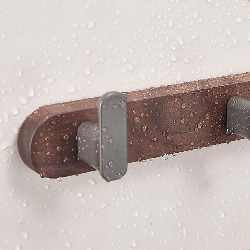 Walnut Wood Wall Hook Black Grey Aluminum Creative 3 4 5 Row Hooks for Bathroom Bedroom Decorative Coat Towel Key Holder Hanging