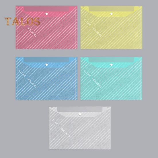 20Pcs Document Bag A4 Size Plastic Wrap Waterproof File Folders Translucent Snap Button Bright Color Scratch-resistant File Organizers