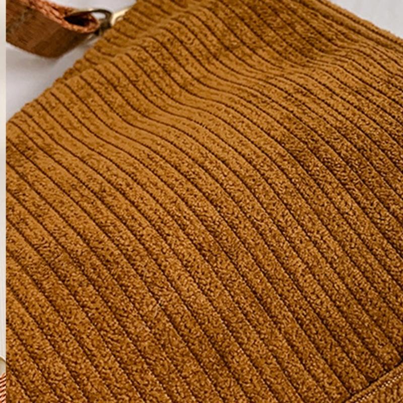 Womens Fashion Solid Color Corduroy Underarm Bag with Coin Purse Pouches Shoulder Crossbody Bag for Shopping Dating Work