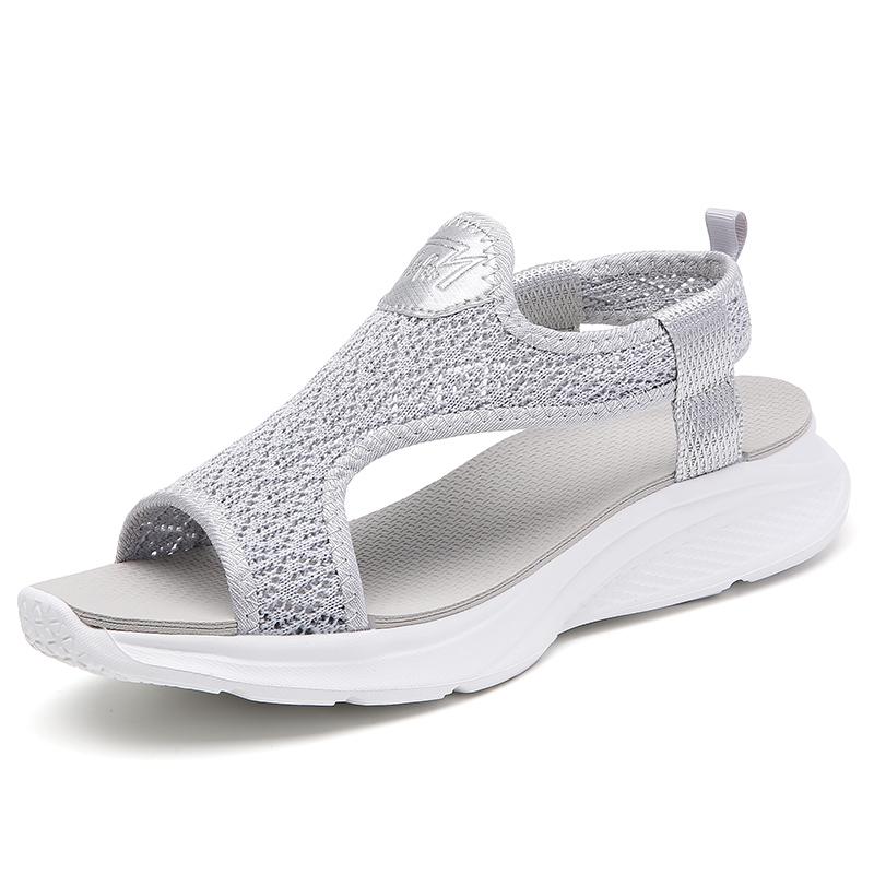 Women's Sandals Beach Shoes Summer Lace Mesh Sport Shoes for Girl Open Toe Casual Walking Black Sandals Large Size