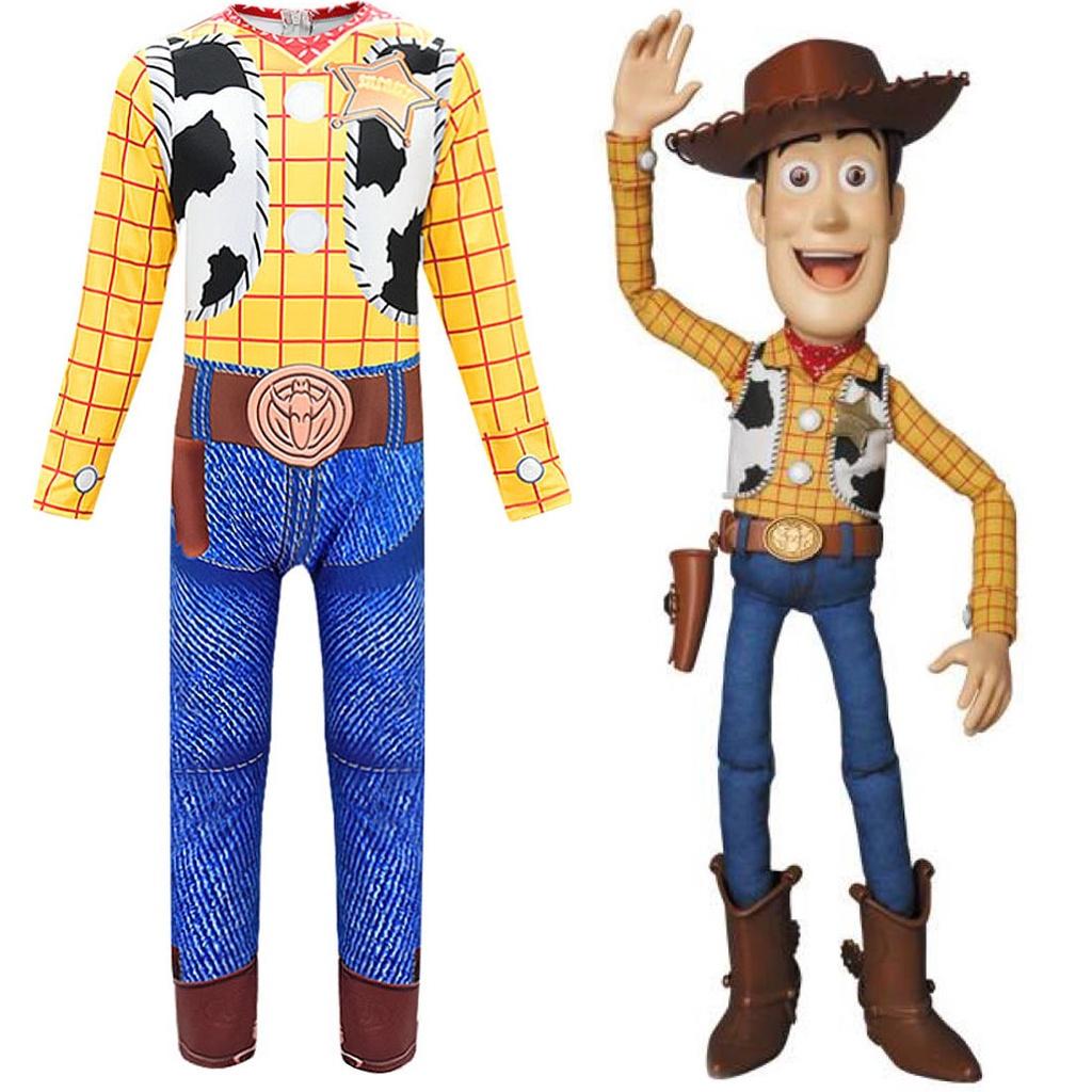 Colorful Toy Story 4 Woody Cosplay Costume For Kids Featuring Long Sleeves Jumpsuit
