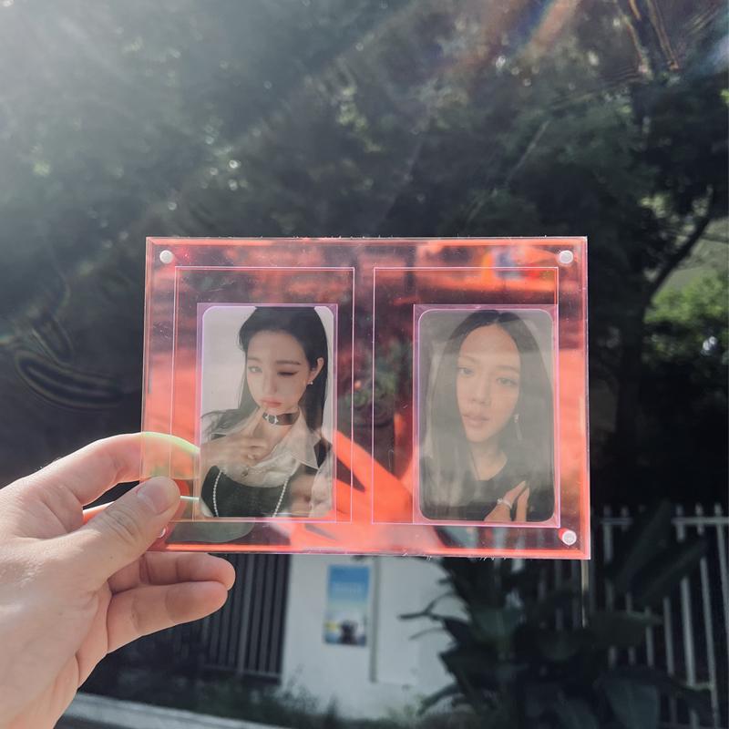 StarMate HD Laser Color Acrylic Card Holder Mini Photocard Frame Magnetic 1/2/3Grid Display Stand Brick Game Card Anime Collect
