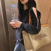 2023 Off-Shoulder Loose Fit Korean Style Women's Round Neck Zipper Sweatshirt for Fall/Winter