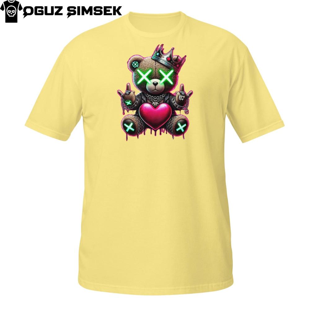 

Neon Gangsta Teddy Bear T-Shirt – Urban Heart Crown Street Art Style XL