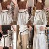 Ethnic Style Wax Rope Wood Bead Acrylic Woven Oval Waist Chain Temperament Belt Versatile Waist Jewelry