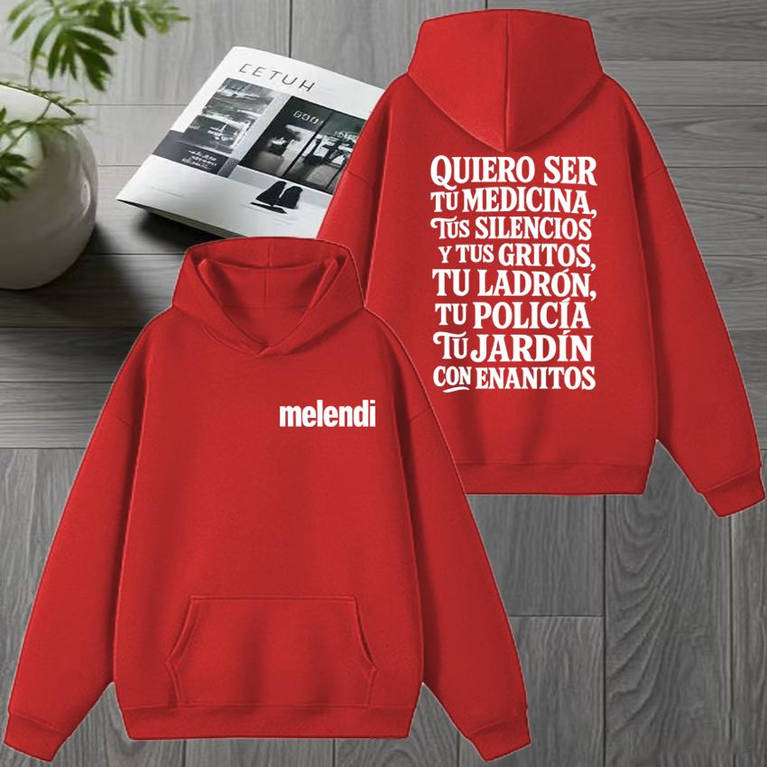 Melendi Jardín Con Enanitos Double Sided Printed Winter Hoodie Vintage Streetwear Women Casual Sweatshirt