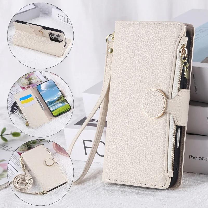 

Lanyard Flip Leather Phone Case for Samsung Galaxy A17 5G A56 A36 A26 A16 A55 A35 A25 A15 A54 A34 A14 Zipper Wallet Card Cover Samsung A14 (4G 5G)