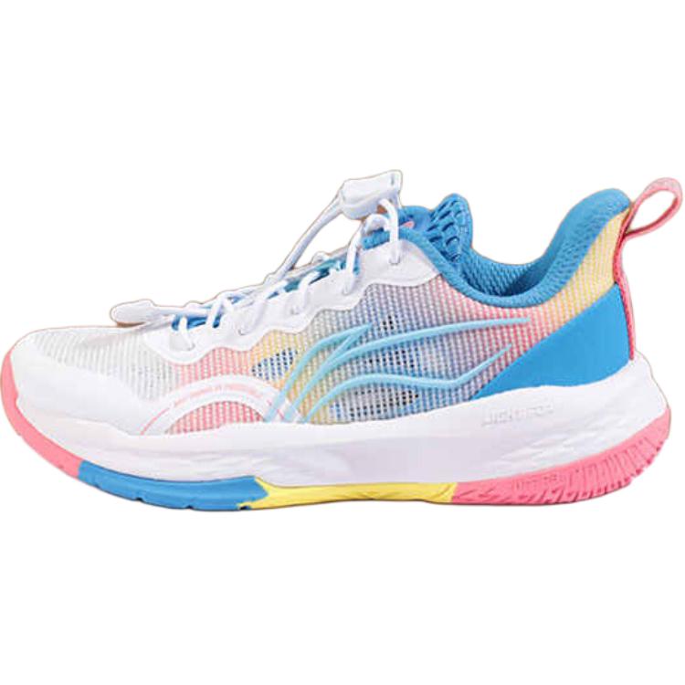 Li Ning Kids Long Fist V2 Performance Sports Comfortable Durable Breathable Low Top Basketball Shoes Kids Basketball Shoes White Blue YKBU026-31