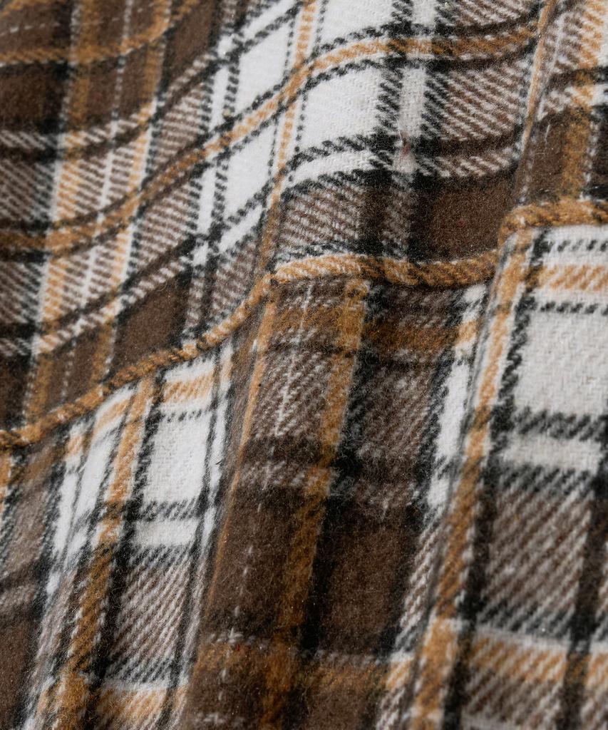 STANDARDERROR 87-Stan139 Legacy Mood Oversized Pocket Long Sleeve Check Shirt Jacket Brown