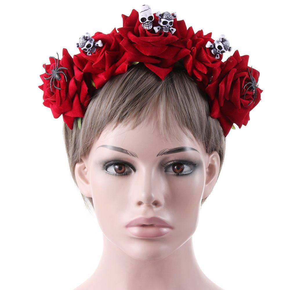 Party Costumes Bridal Headpiece Hair Wreath Wedding Garland Red Rose Crown Halloween Headbands