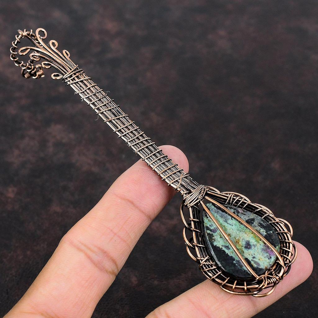 Ruby Fuchsite Copper Wire Wrapped Pendant Gemstone Pendant Copper Wire Wrap Jewelry Handmade Jewelry Gift For Her Guitar Pendant For Mother