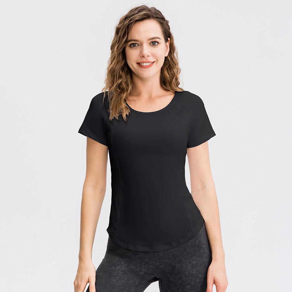 Damen Yoga Tops Atmungsaktiv Sport Fitness Workout Laufen Yoga Top Schnelltrocknend Kurzarm Gym T-Shirt