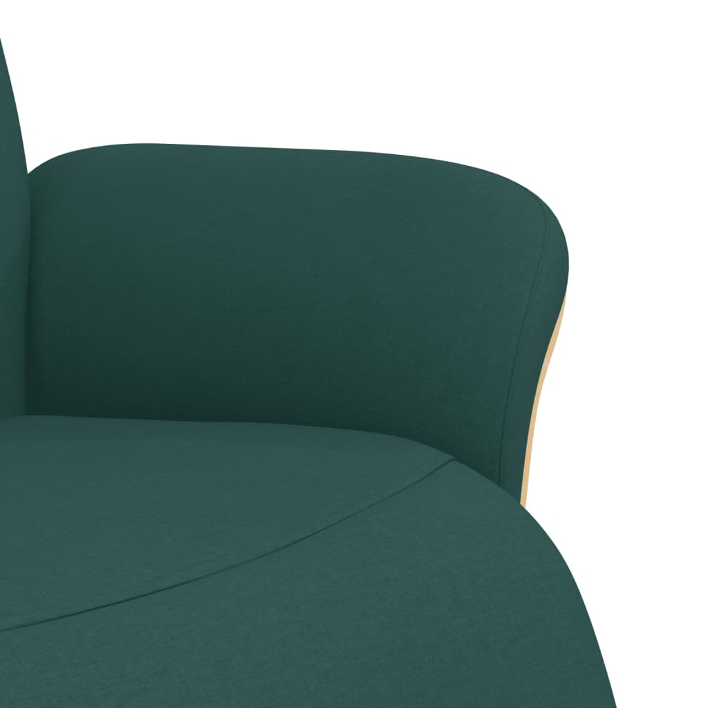 Recliner with Footrest Dark Green Fabric