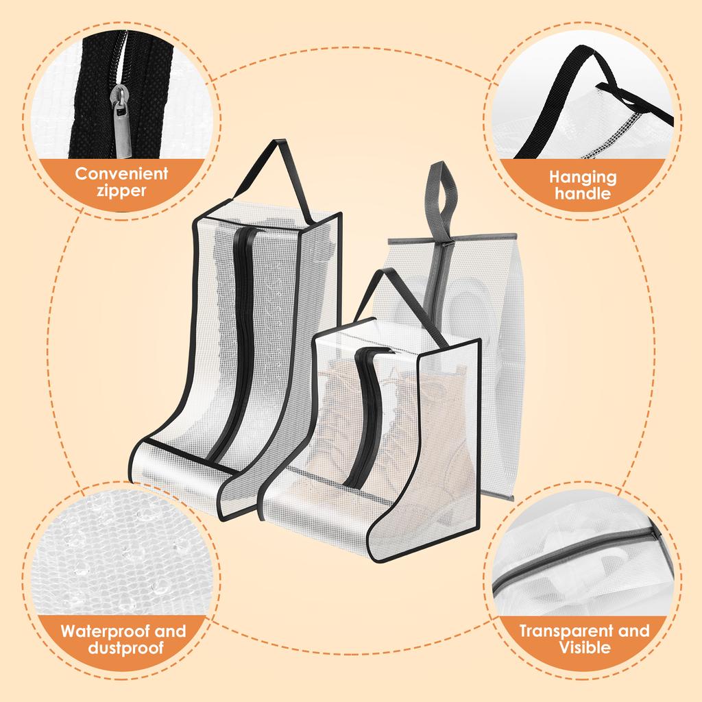 6Pcs Shoe Storage Bag Long Short Boot  Protection Cover Waterproof Dustproof Portable Travel Zipper Pouch Organizer