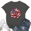Adults Casual Daily Round Neck Independence Day Printed Short Sleeved T-shirt Letter Top