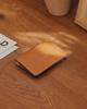 Matt Folding Full Grain Leather Business Card Holder Light Brown