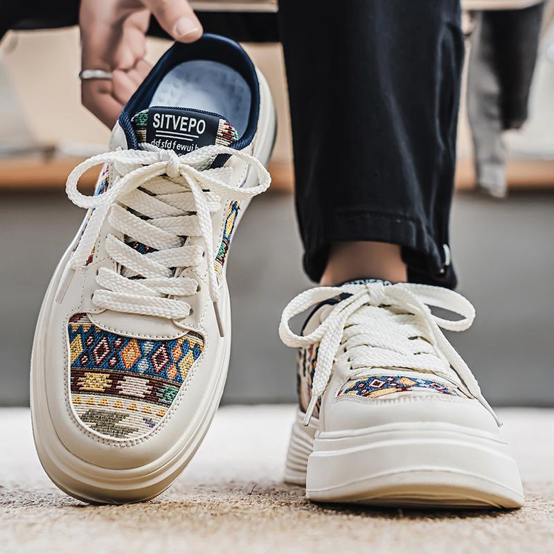 Summer Platform Half Shoes For Men Mules Flats Backless Loafers Slippers Man Slides Thick Bottom Mens Semi-Drag Casual Shoes