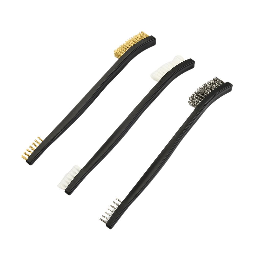 Wire Brushes Double Head Gold Plastic Stainless Steel