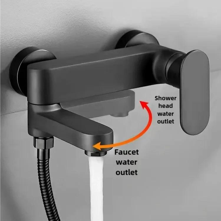 Hot and Cold Mixer Valve Bathtub Faucet Bathroom Faucets Wall Mounted Shower Faucet Brass Bathroom Decor Spout Bath Tap