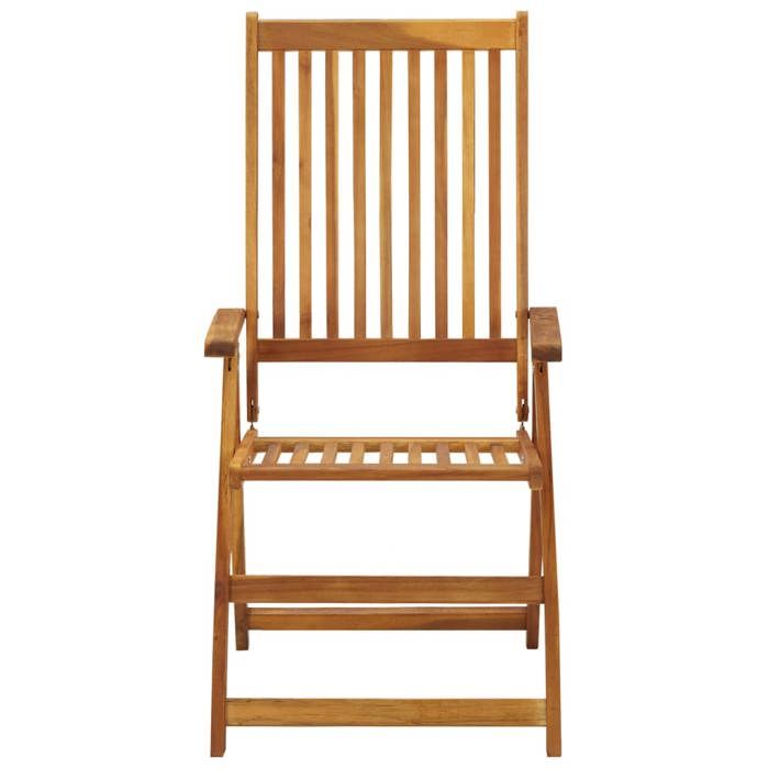 Chaise de jardin - Maison Exclusive - Pliable - Bois d'acacia massif - Lot 8 avec coussins rouges