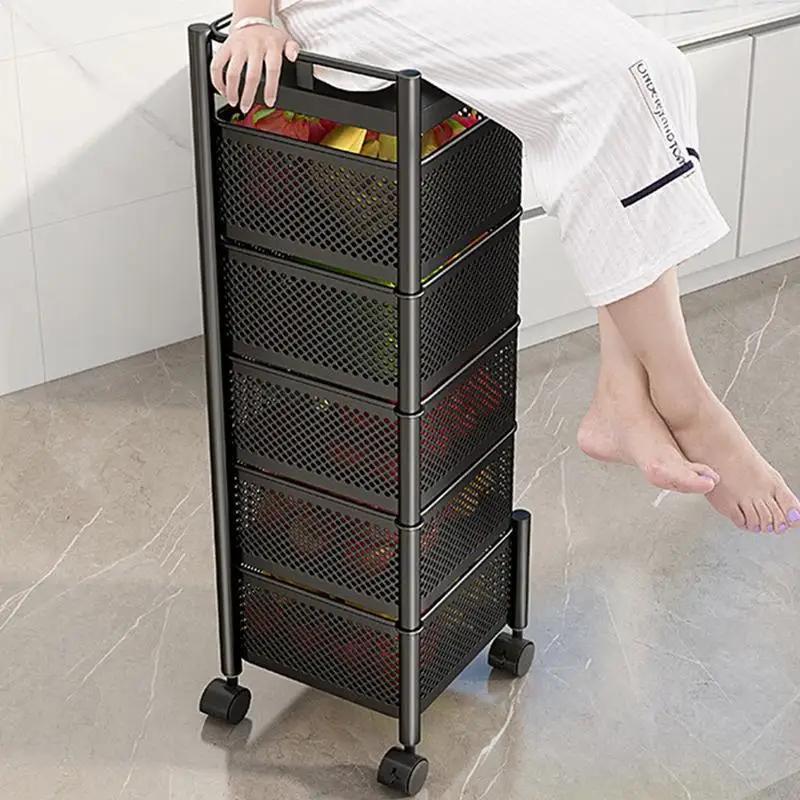 Raft de bucătărie rotativ detașabil, cu mai multe etaje, instalație la domiciliu, suport de depozitare multifuncțional, coș pentru legume și fructe