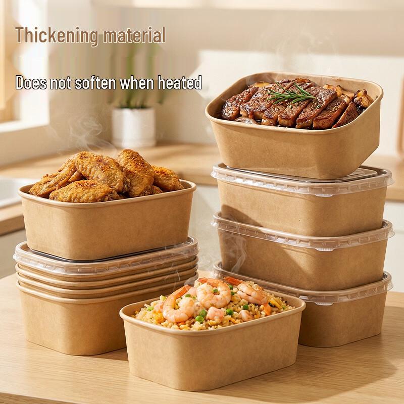 Yingxike Thickened Disposable Square Paper Bowls with Lids