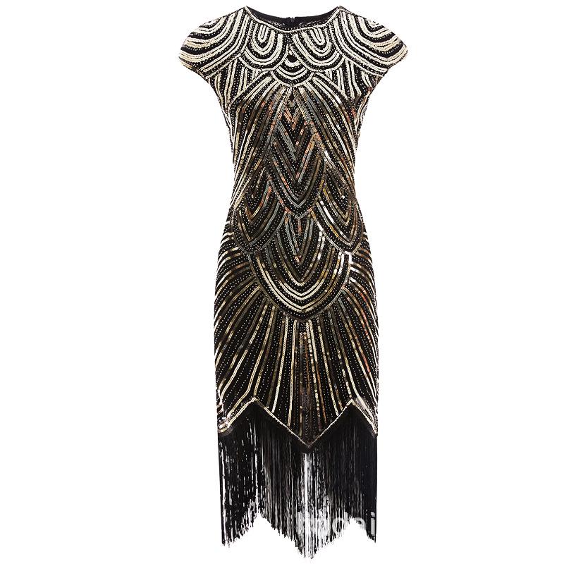 Abito Gatsby con Paillettes e Frange Anni '20 - Abbigliamento da Ballo per Feste Formali X-082