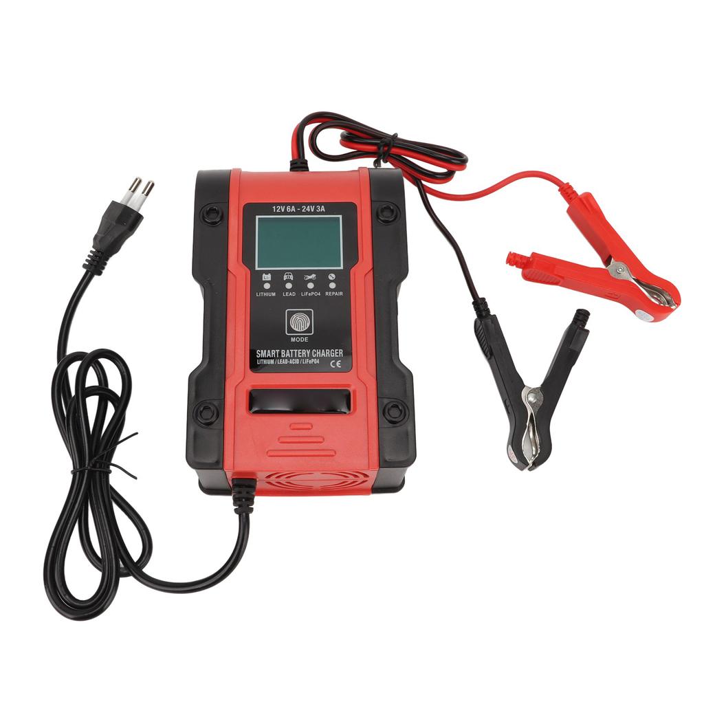 Smart Battery Charger Wear Resistant ABS Shell 7 Charging Stages Automatic Battery Charger AC 100‑240V EU Plug