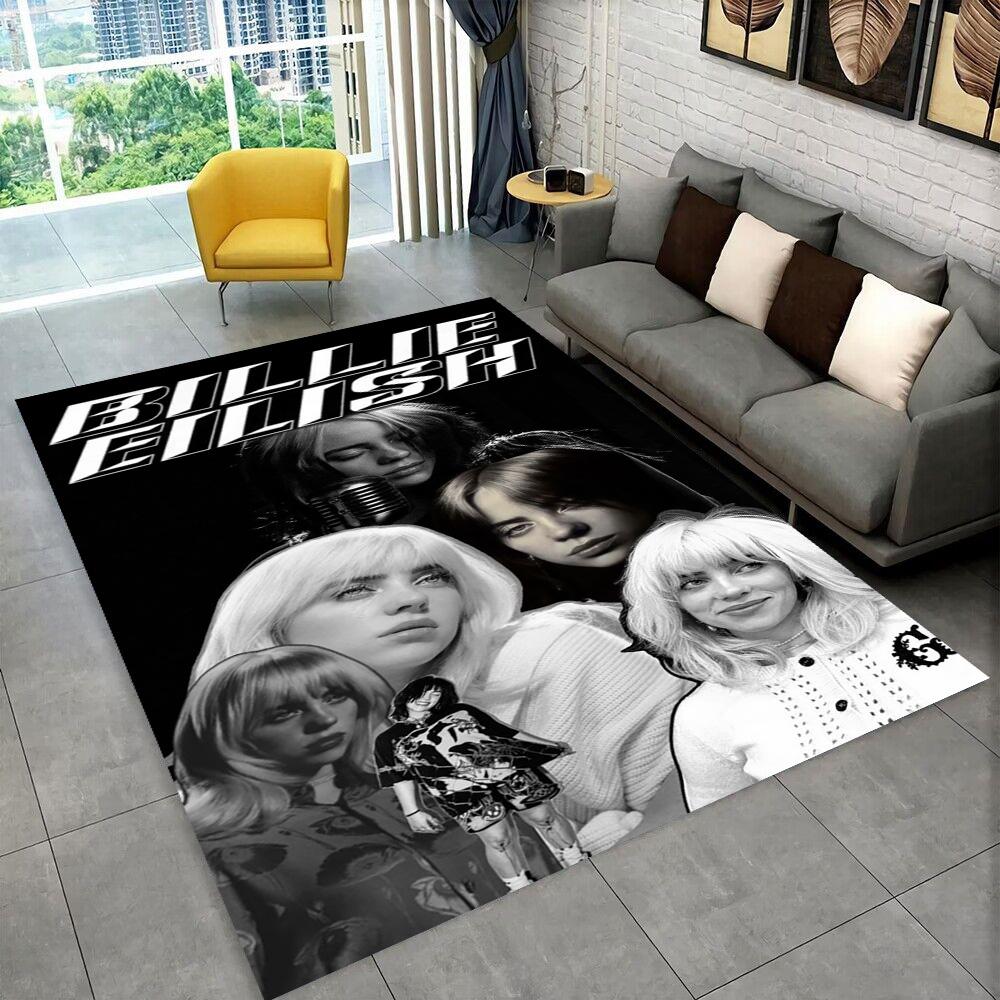 Tappeto Tappeto Stella Cantante Billie Eilish alla Moda per Stanza dei Giochi Camera da Letto Soggiorno Divano Decorazioni per la Casa, Tappeto Area Bambini Tappetino Antiscivolo