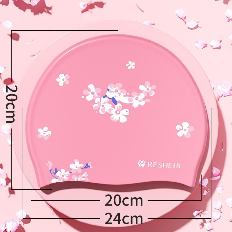 Adult Silicone Swimming Cap Special Women's Long Hair High-elastic Waterproof Non-slip Fashionable Printed Ear Caps