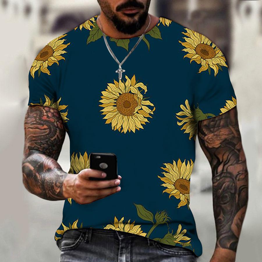 Sonnenblumen Serie 3D Gedrucktes T-Shirt Herrenbekleidung Top T-Shirt