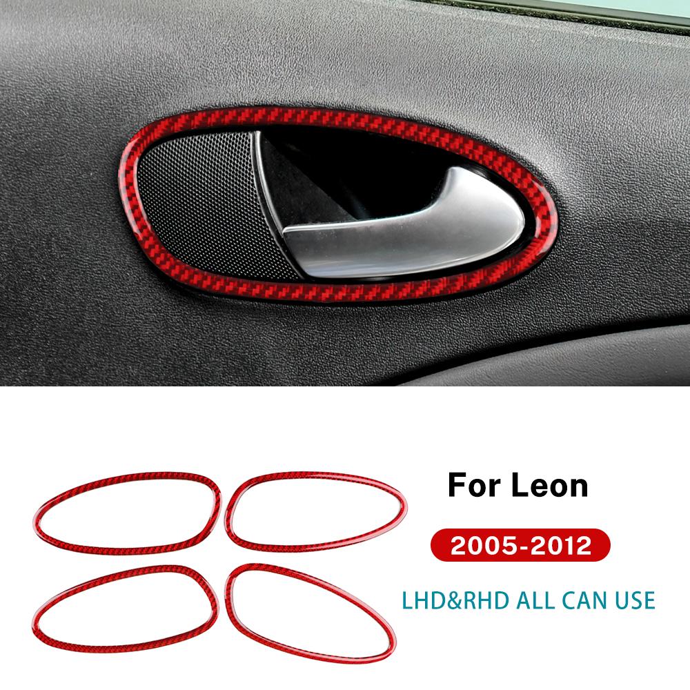 Real Soft Carbon Fiber Sticker For Seat Leon MK1 Altea 2005 2006 2007 2008 2009 2010 2011 2012 LHD RHD Car Door Handle Switch