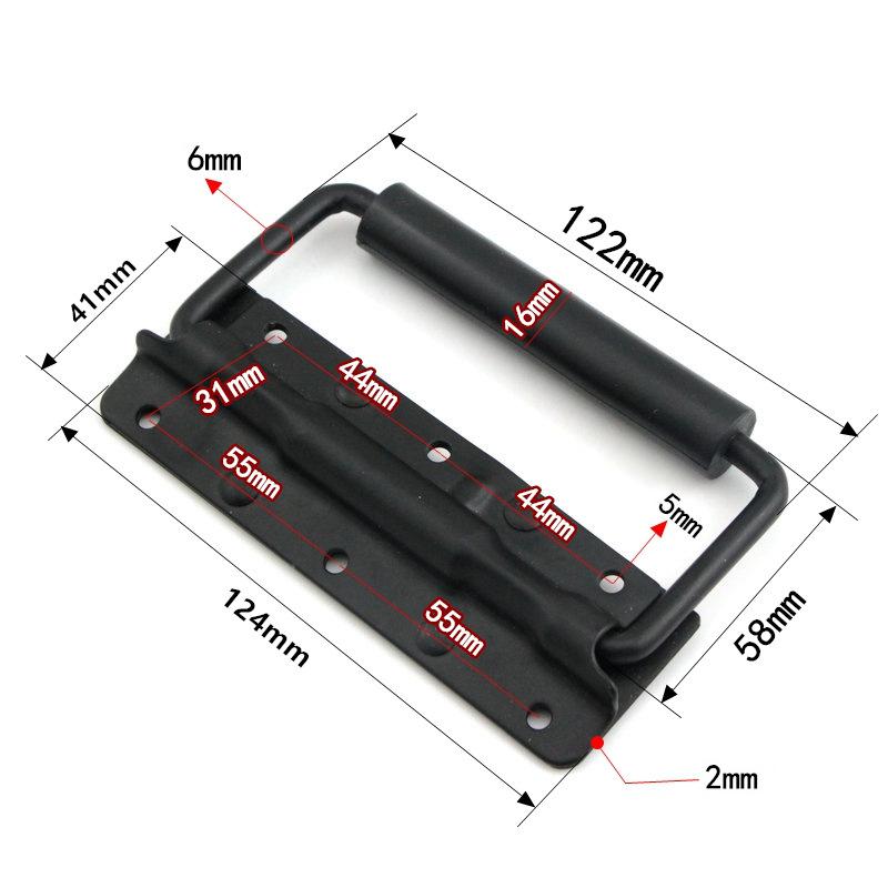 1pc Black Spring Folding Handle Luggage Movable Suitcase Iron Material Spring Handle Tool Box Container Drawer Movable Ring