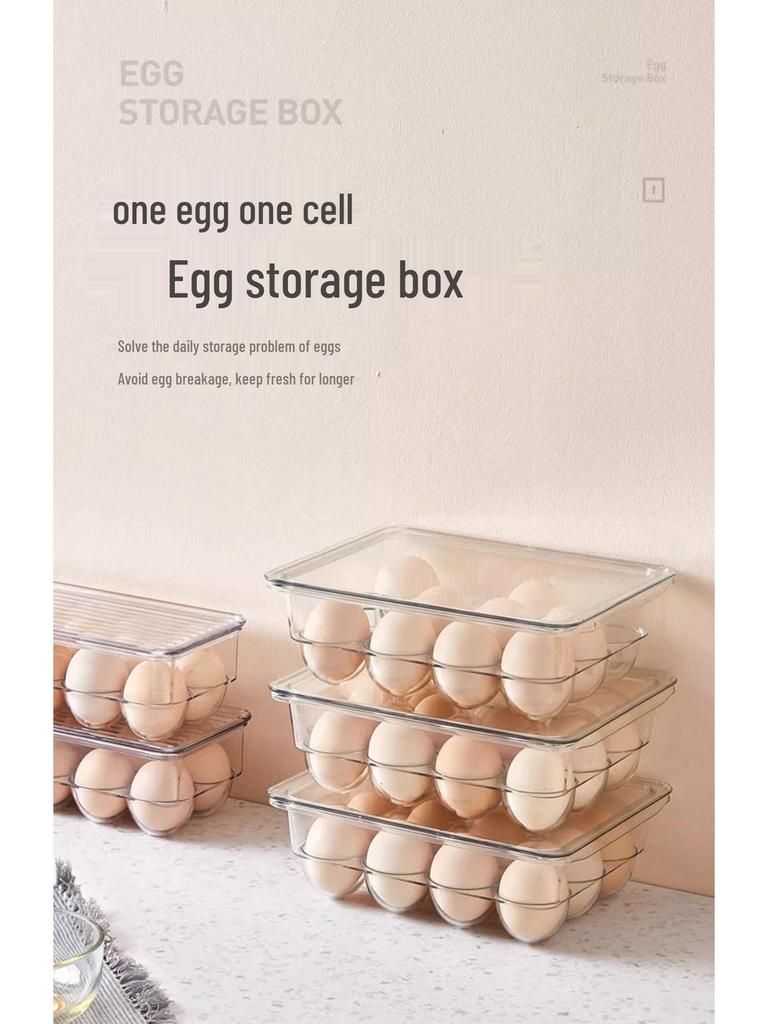 Kylskåpsäggförvaringslåda med lock, Förseglad genomskinlig bricka av livsmedelsgodkänt material för att hålla maten färsk.