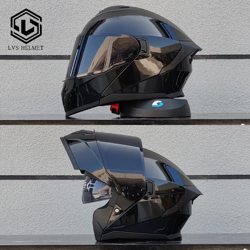 LVS Latest Motorcycle Helmet Dual Lens Modular Flip Helmet Suitable for Both Men and Women, Road Travel Full Helmet DOT 909