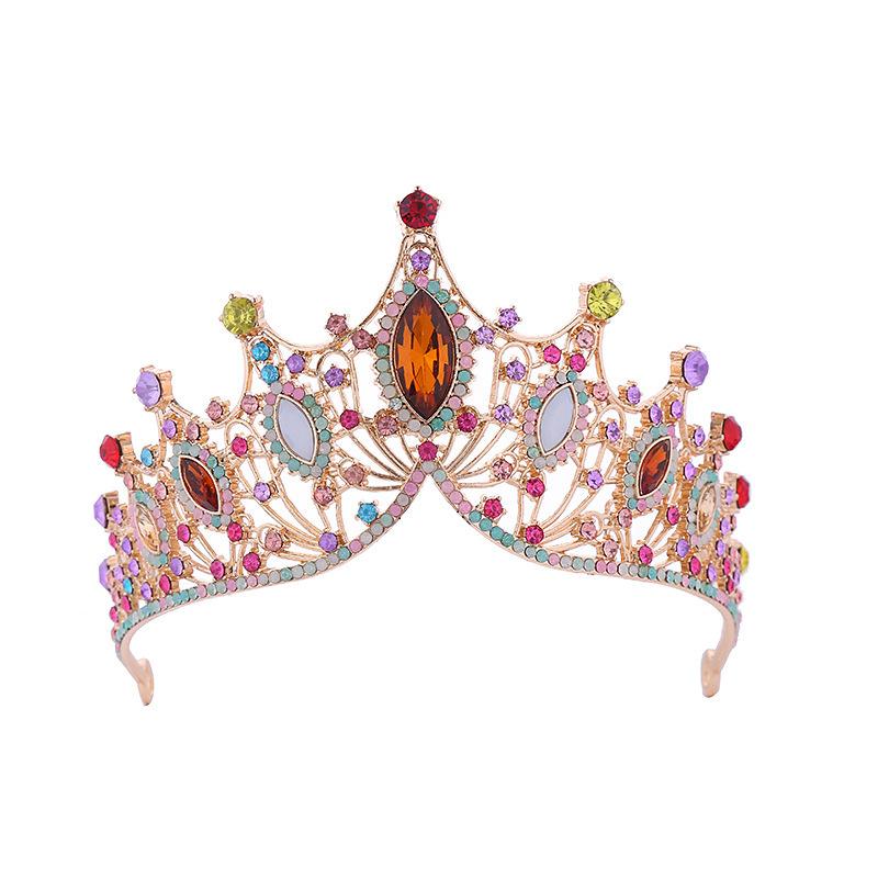 European and American Crown Headwear Wedding Dress and Evening Gown Accessories Retro Baroque Luxurious and Grand Crystal Crown