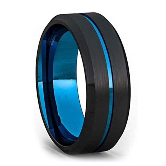 30 Styles Men Blue Grooved Black Stainless Steel Ring Koa Wood And Abalone Shell Inlay Arrow Red Meteorite Ring Men Wedding Band